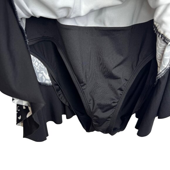 APT. 9‎ Black White Print Halter One-Piece Swimsuit XL Swimdress Conservative - Picture 6 of 11